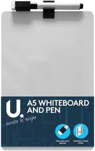 A5 Whiteboard with Pen & Magnetic Fixing Strips