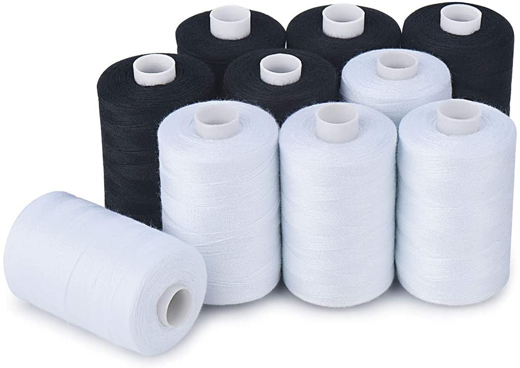 Polyester Sewing Thread – 4 x 500m, Black & White