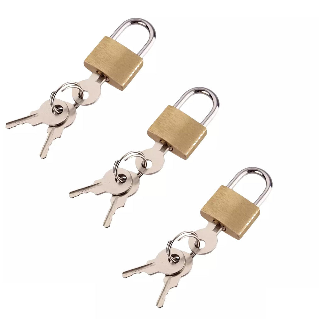 20mm Brass Padlocks with Keys – Pack of 3