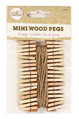 Mini Wooden Pegs with Jute String – Pack of 36