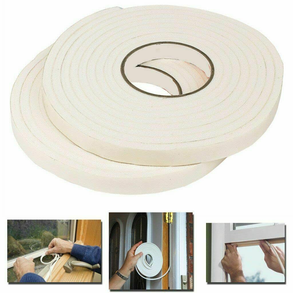 Self-Adhesive Draught Excluder Foam Tape – 2 Rolls