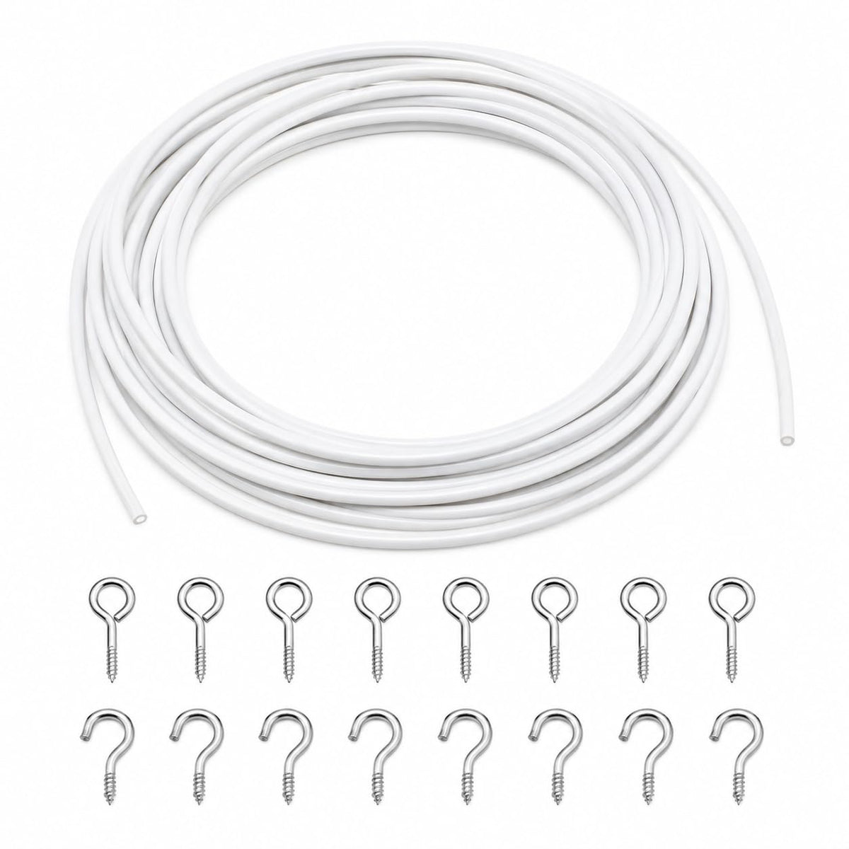 Net Curtain Wire with Hooks & Eyes – 4m