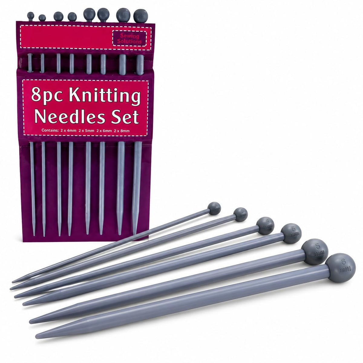 Plastic Knitting Needle Set – 8 Piece