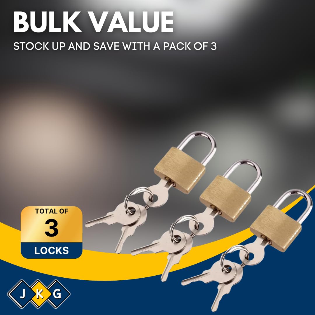 20mm Brass Padlocks with Keys – Pack of 3