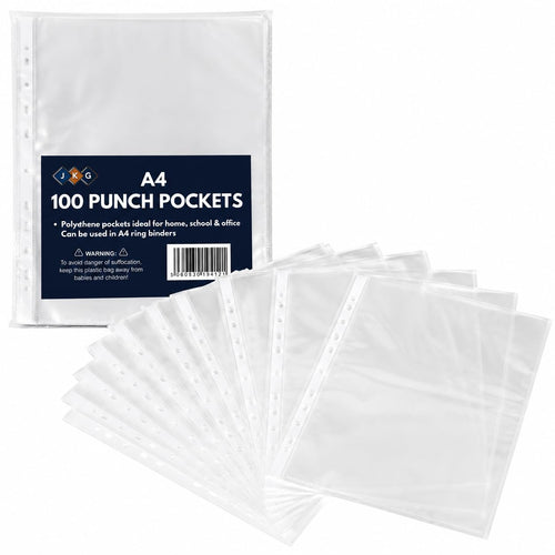A4 Plastic Punched Wallets – Pack of 100