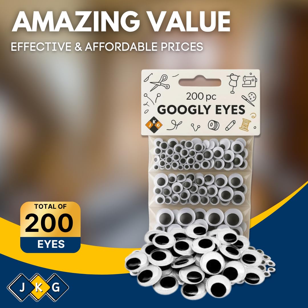 Googly Eyes – Pack of 200, 3 Sizes