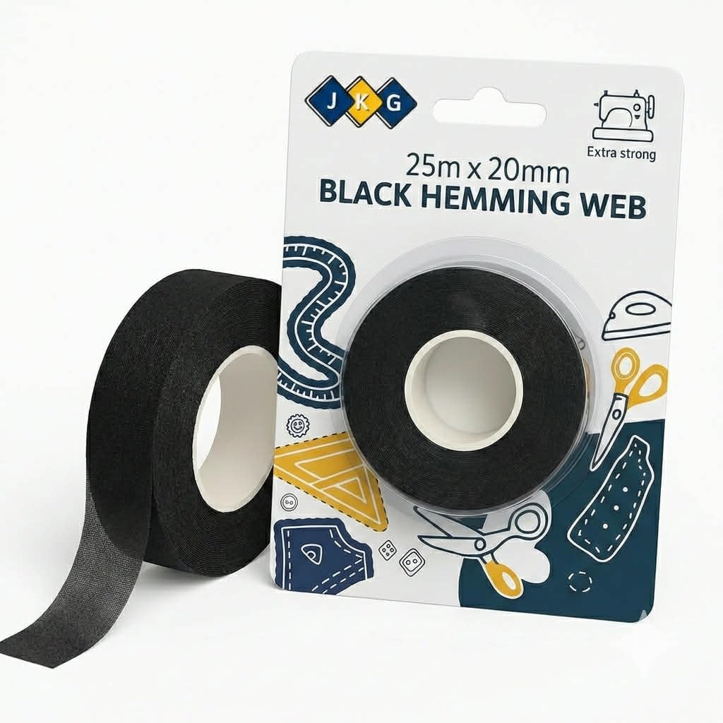 Black Iron-On Hemming Web Tape – 25m x 2cm
