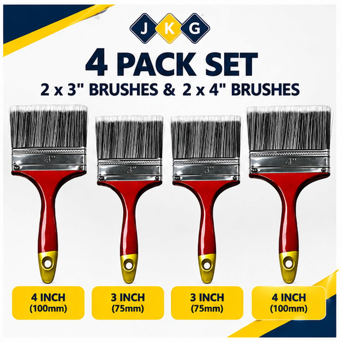 Paint Brush Set – 4 Pack (3" & 4")