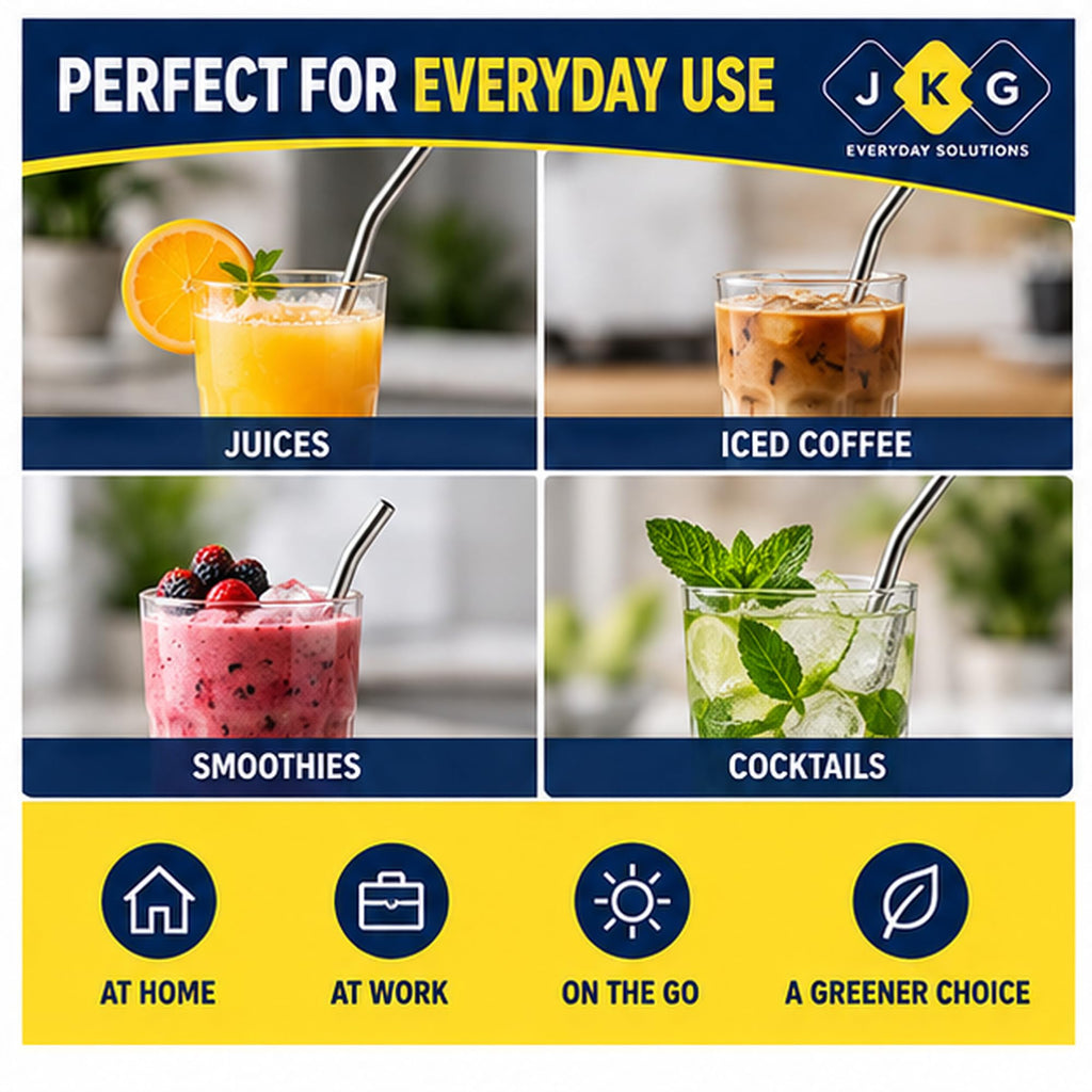 Stainless Steel Straws with Cleaner – Pack of 6