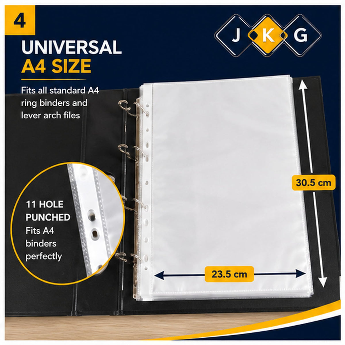 A4 Clear Punched Pockets – Pack of 50