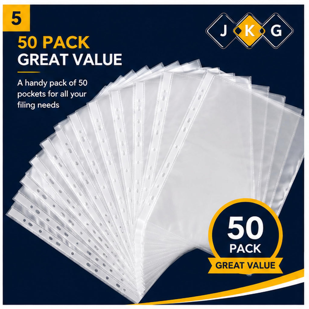 A4 Clear Punched Pockets – Pack of 50