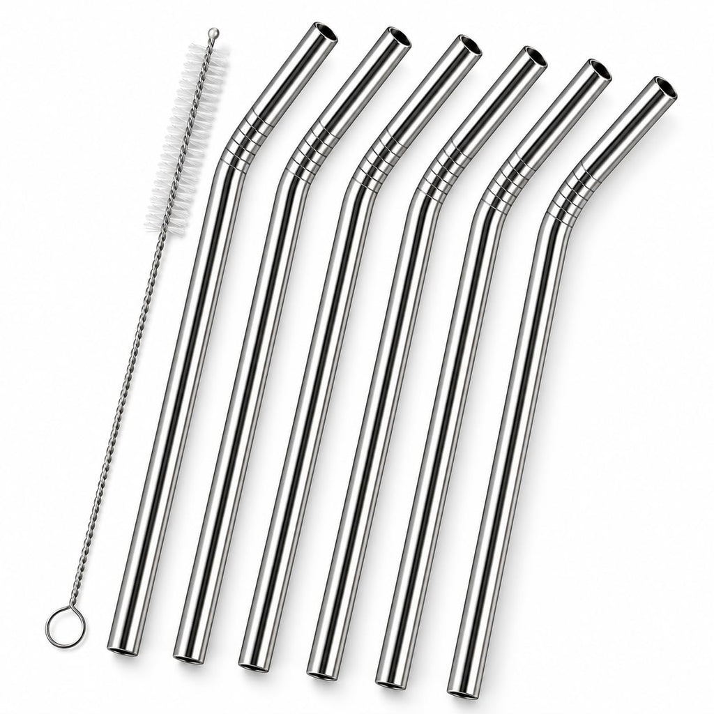 Stainless Steel Straws with Cleaner – Pack of 6