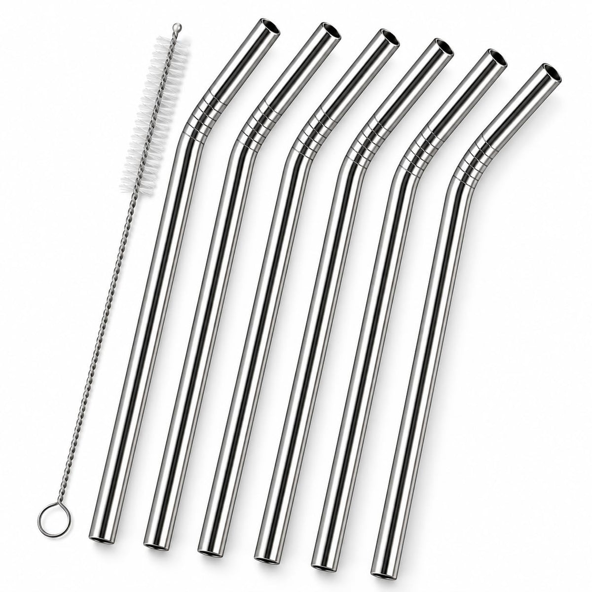 Stainless Steel Straws with Cleaner – Pack of 6