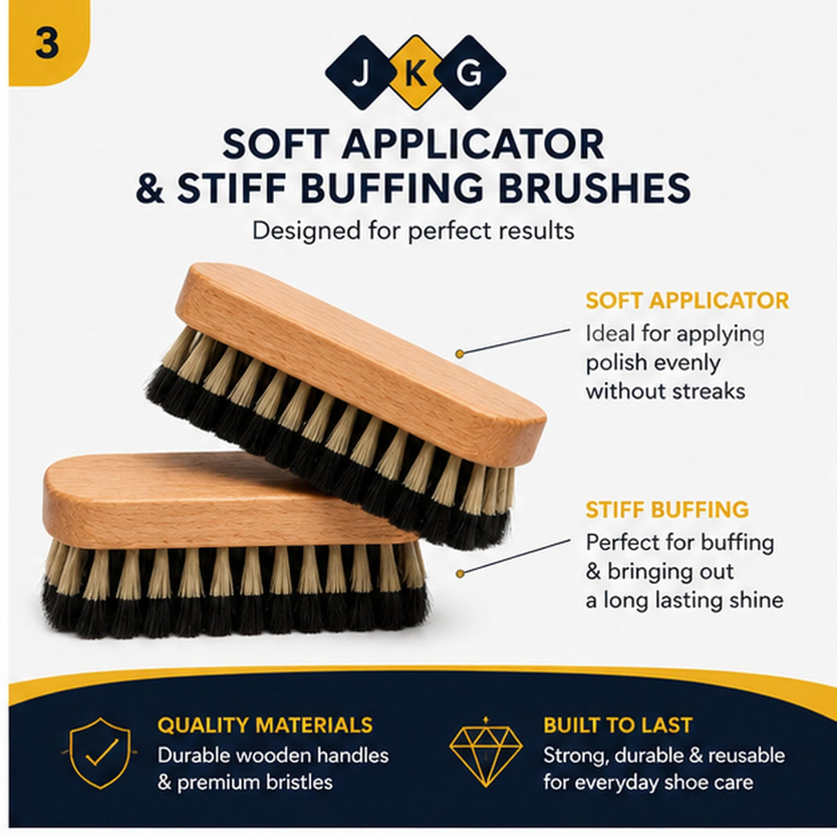 Brown Shoe Polish Kit with 2 Brushes – 50ml