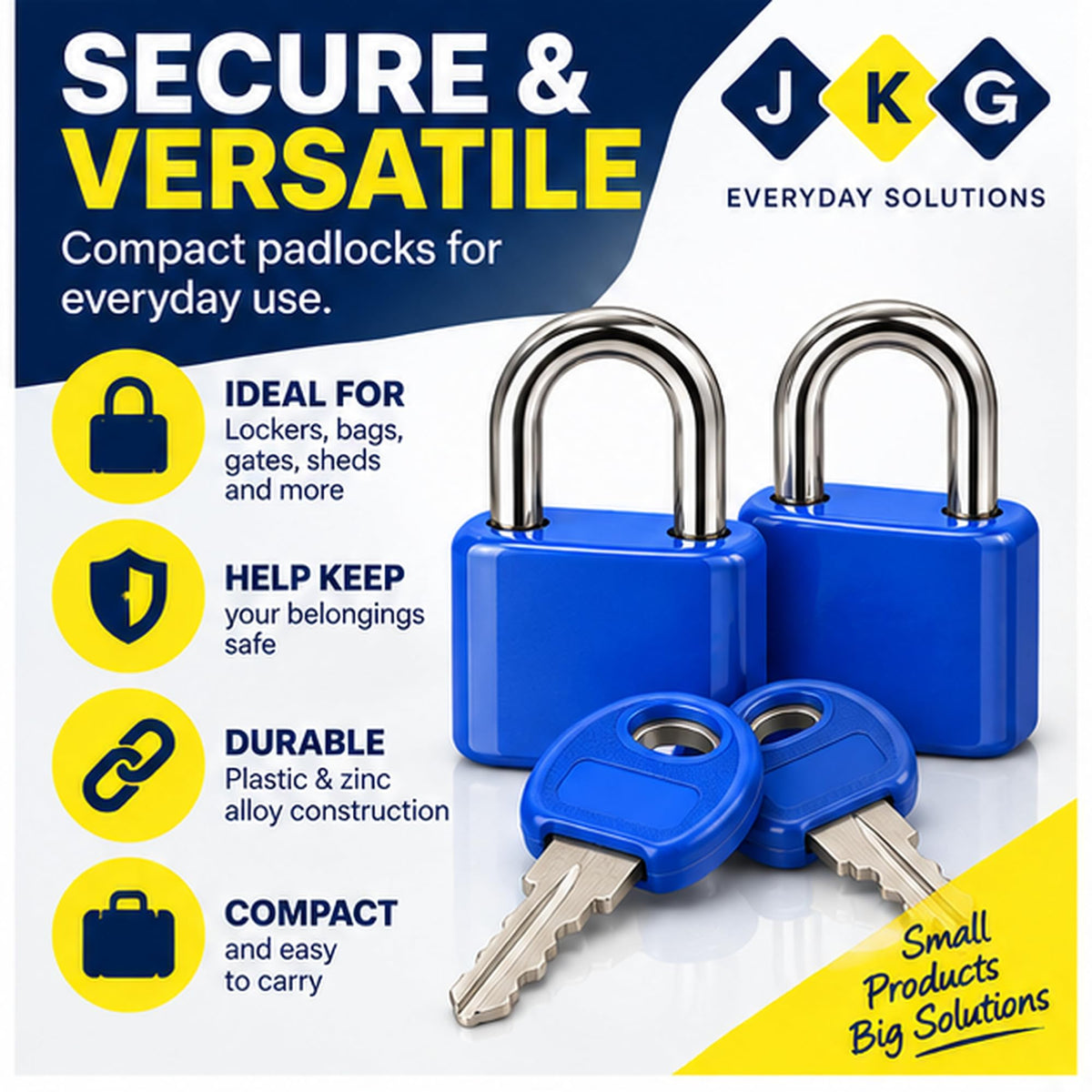 Mini Padlocks with 4 Keys – Pack of 2