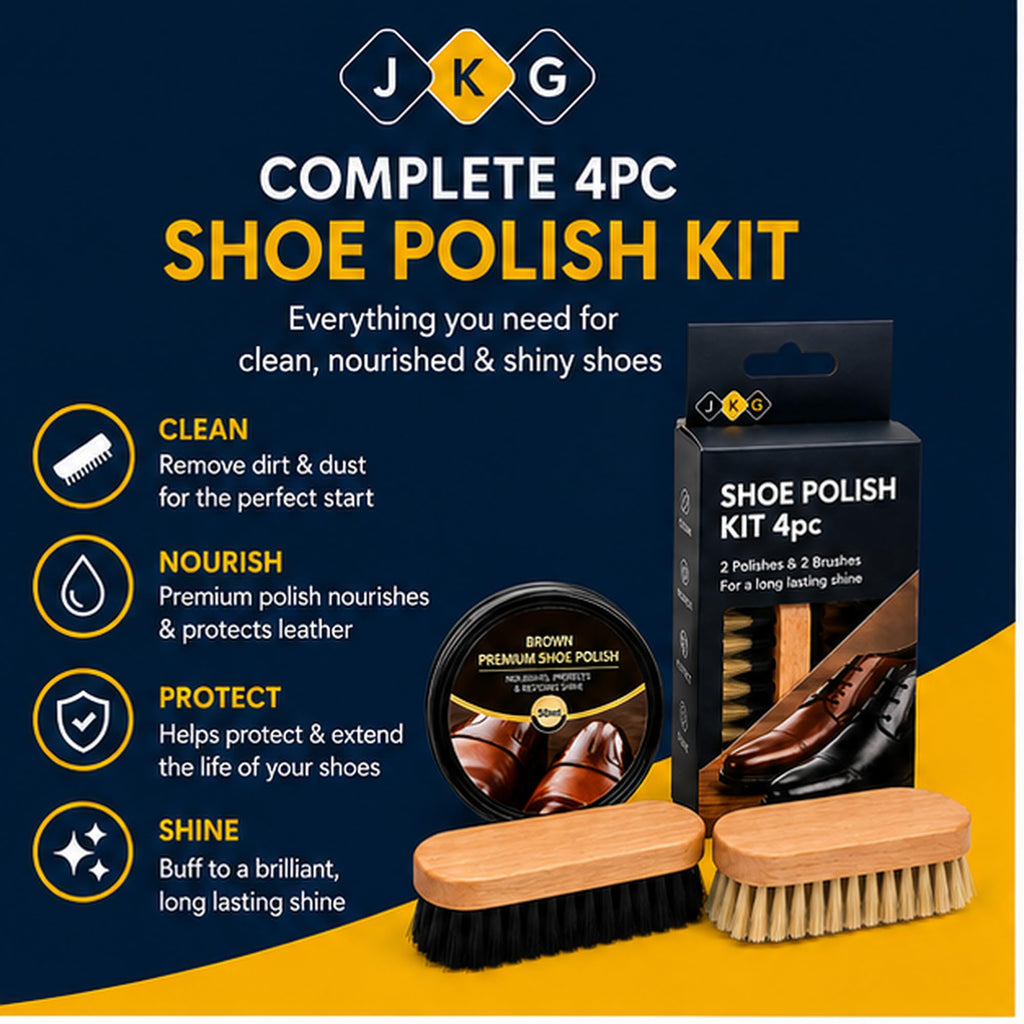 Black & Brown Shoe Polish Kit with 2 Brushes
