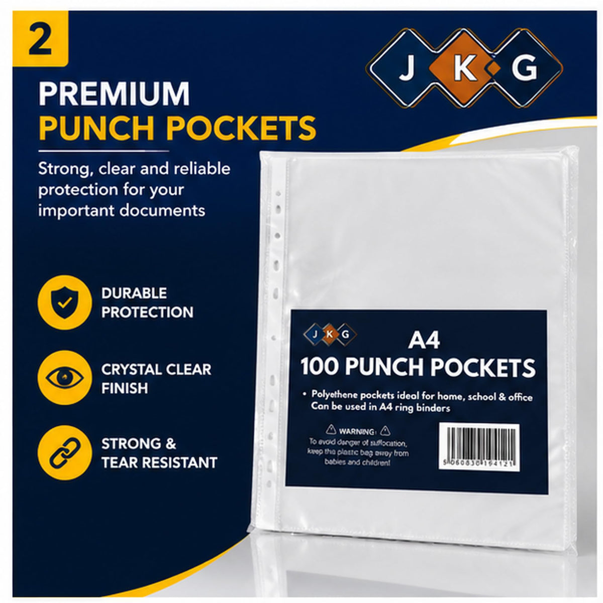 A4 Plastic Punched Wallets – Pack of 100