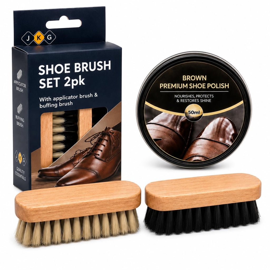 Brown Shoe Polish Kit with 2 Brushes – 50ml