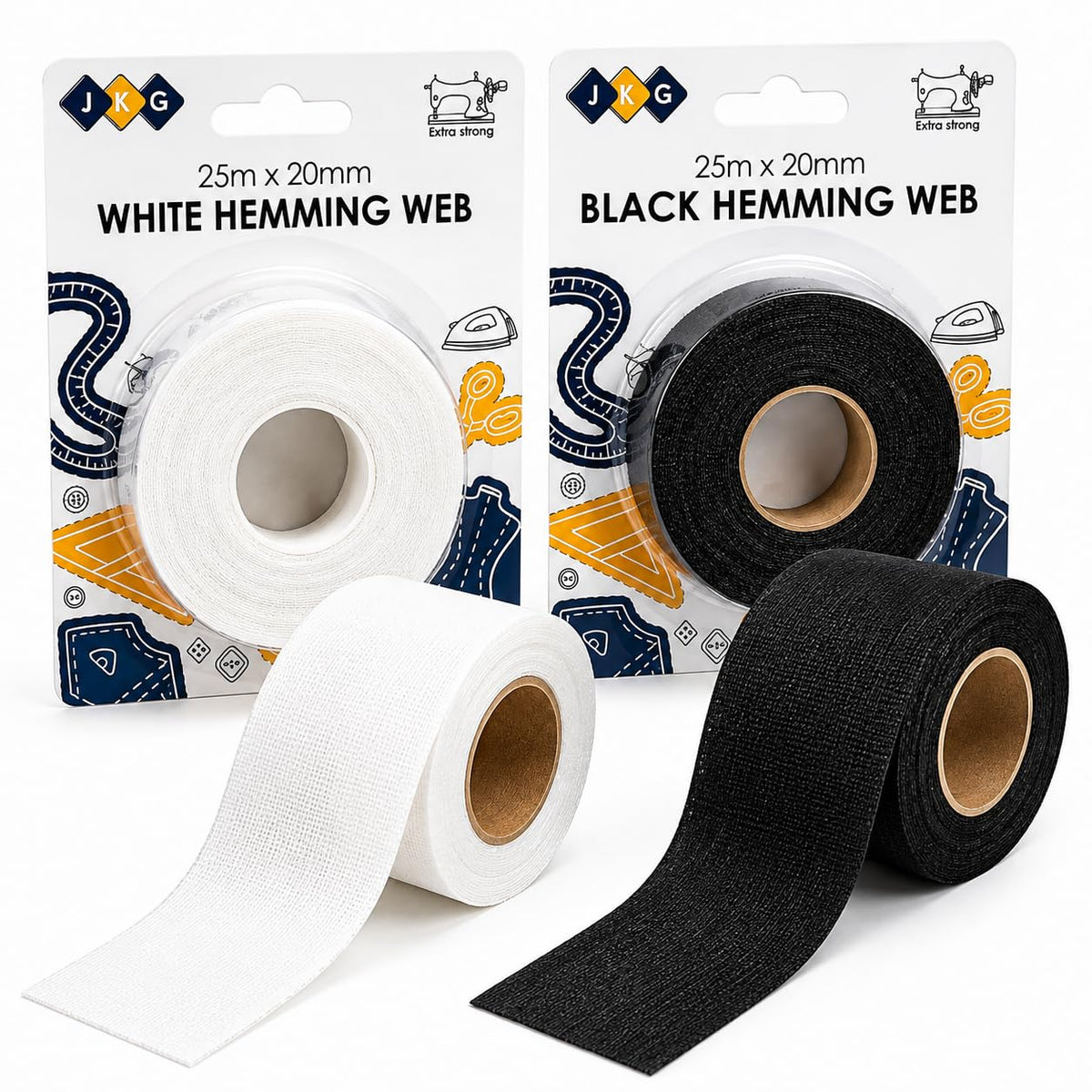 Black & White Hemming Tape – 2 x 25m