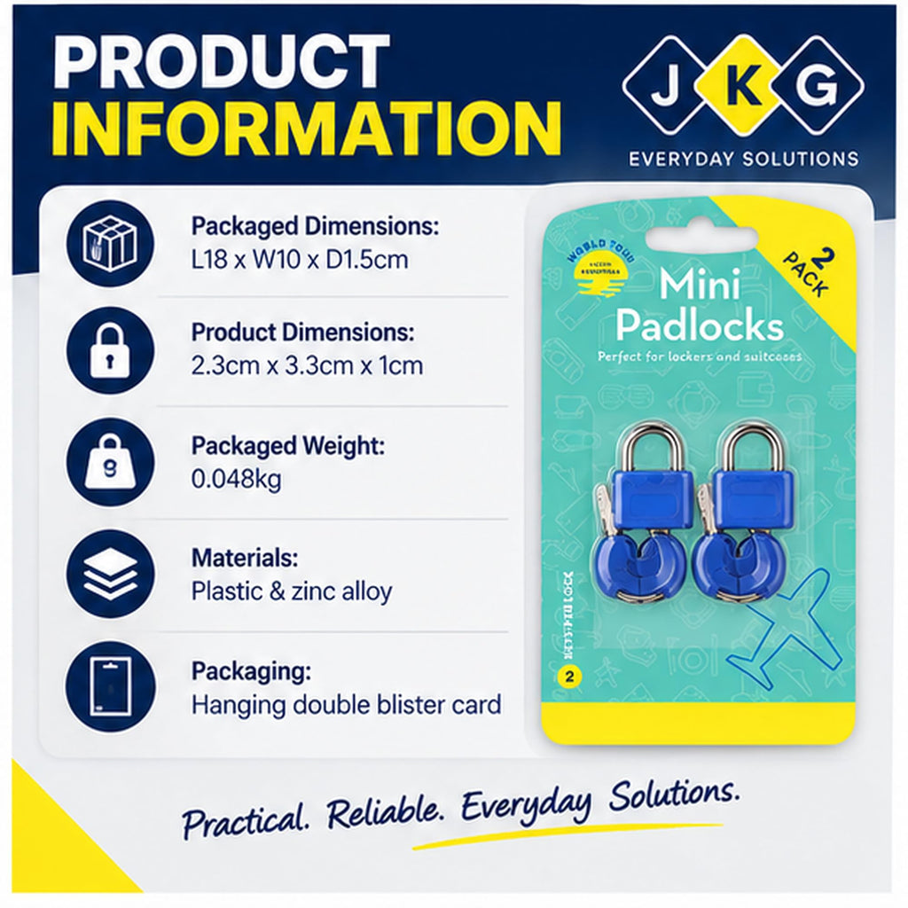 Mini Padlocks with 4 Keys – Pack of 2