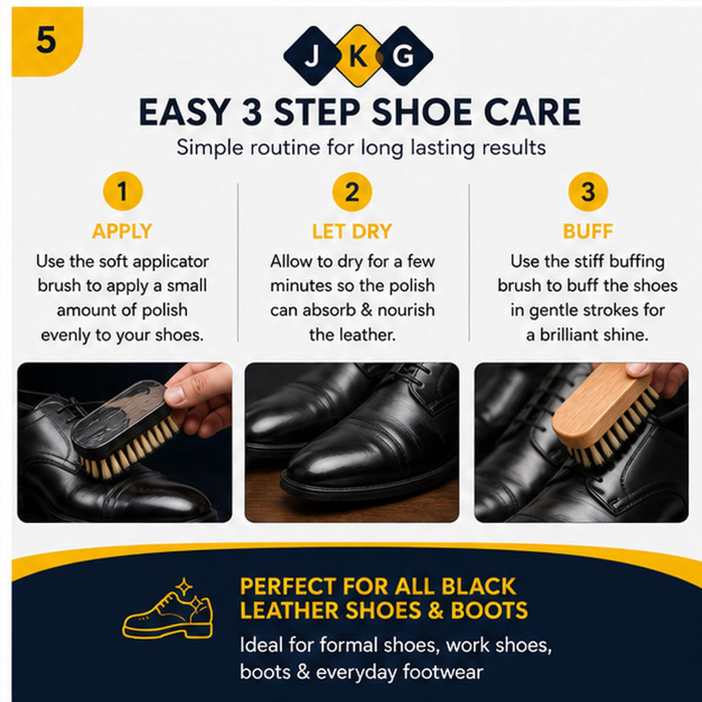 Black Shoe Polish Kit with 2 Brushes – 50ml