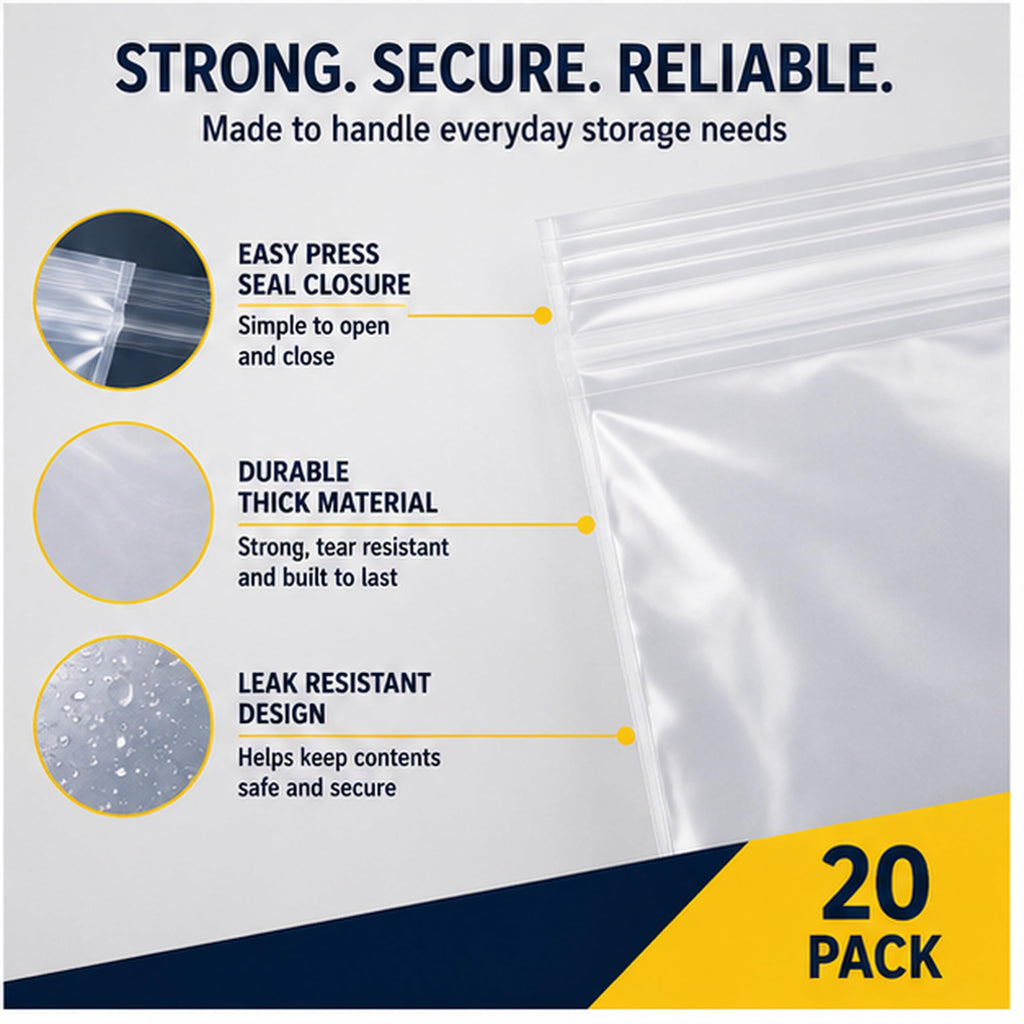 Large Resealable Food Bags – Pack of 20