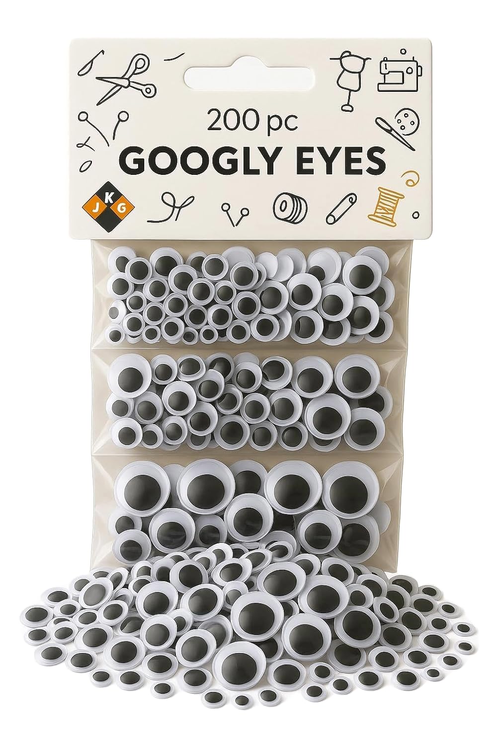 Googly Eyes – Pack of 200, 3 Sizes