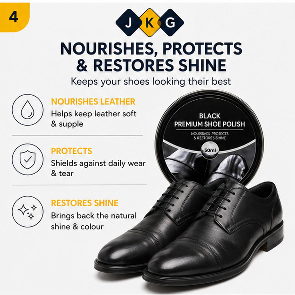 Black Shoe Polish Kit with 2 Brushes – 50ml