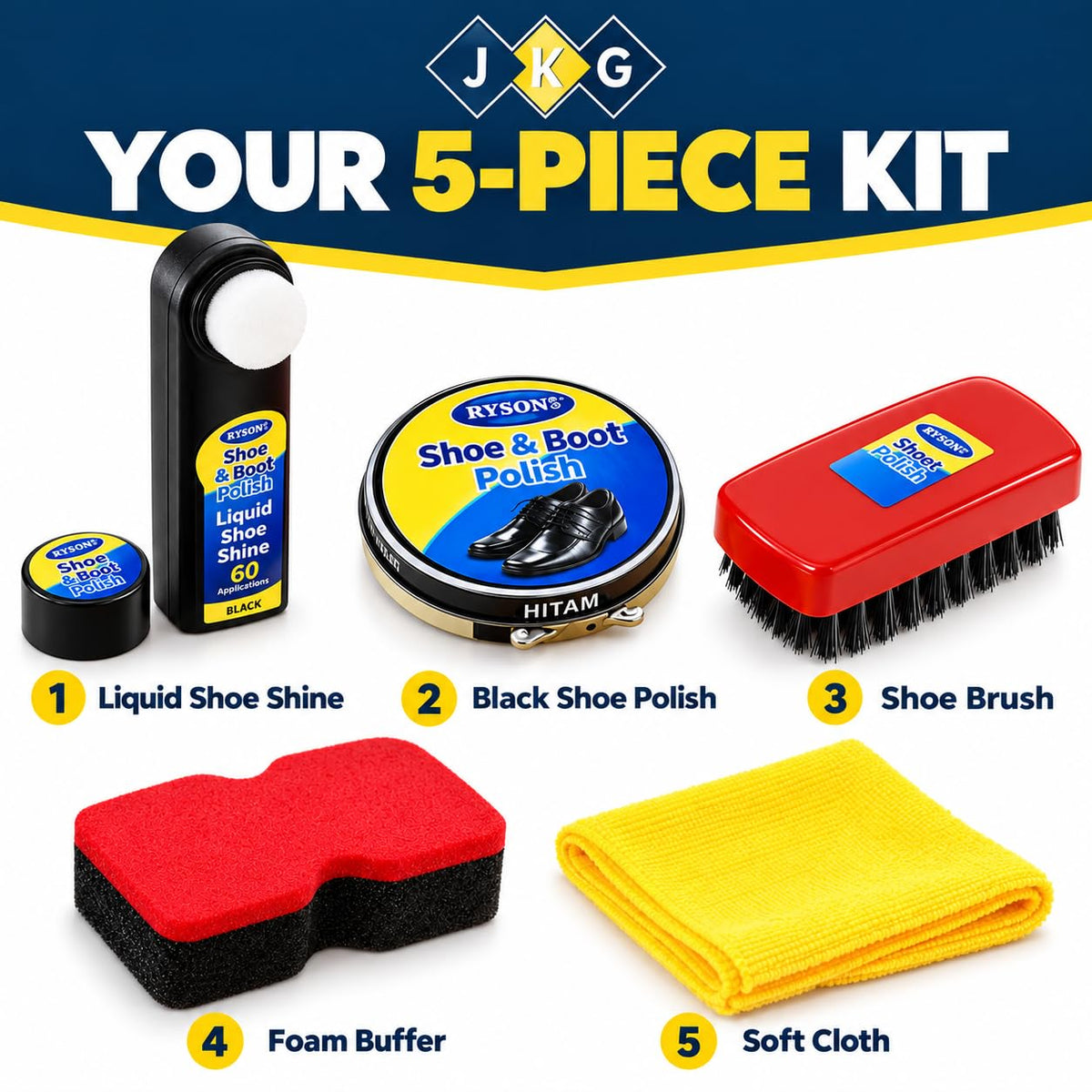 Black Shoe Polish Kit – 5 Piece
