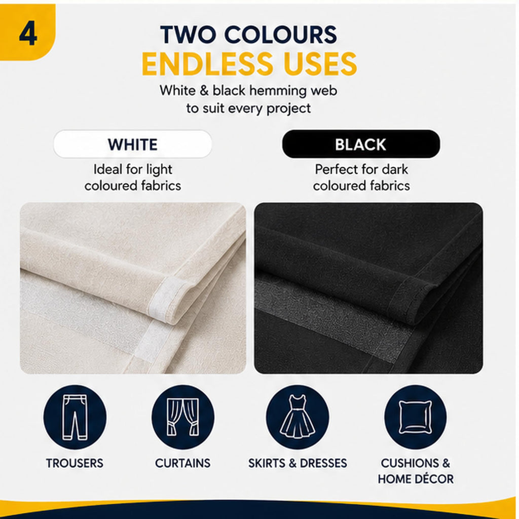 Black & White Hemming Tape – 2 x 25m