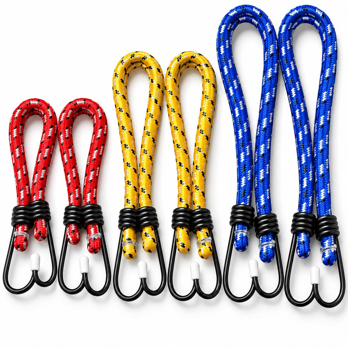Bungee Cords with Hooks – Pack of 6