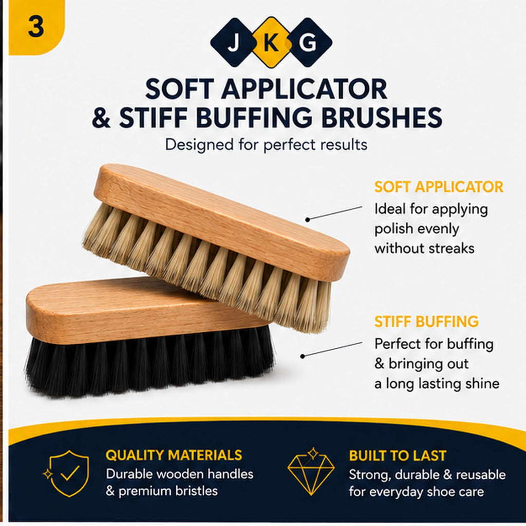 Black Shoe Polish Kit with 2 Brushes – 50ml