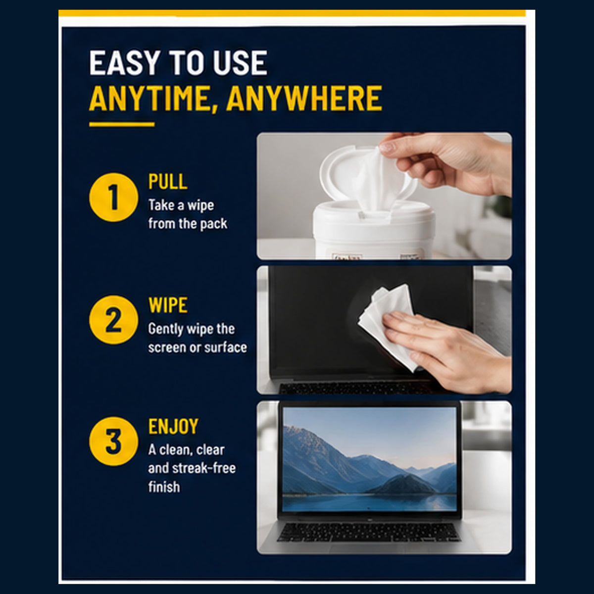 Antibacterial Screen Wipes – Pack of 100