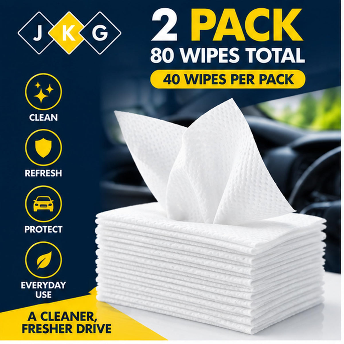 Car Interior Wipes – Pack of 80