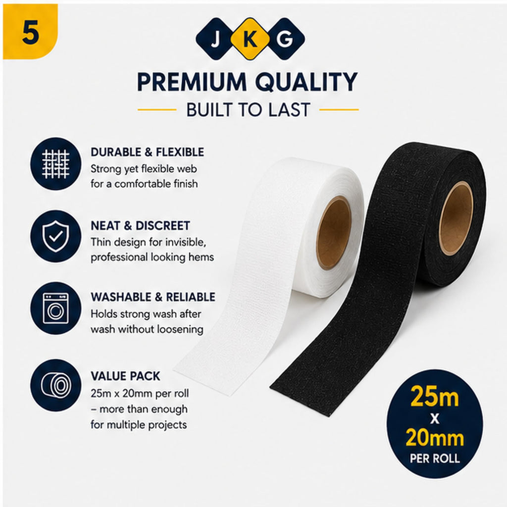 Black & White Hemming Tape – 2 x 25m