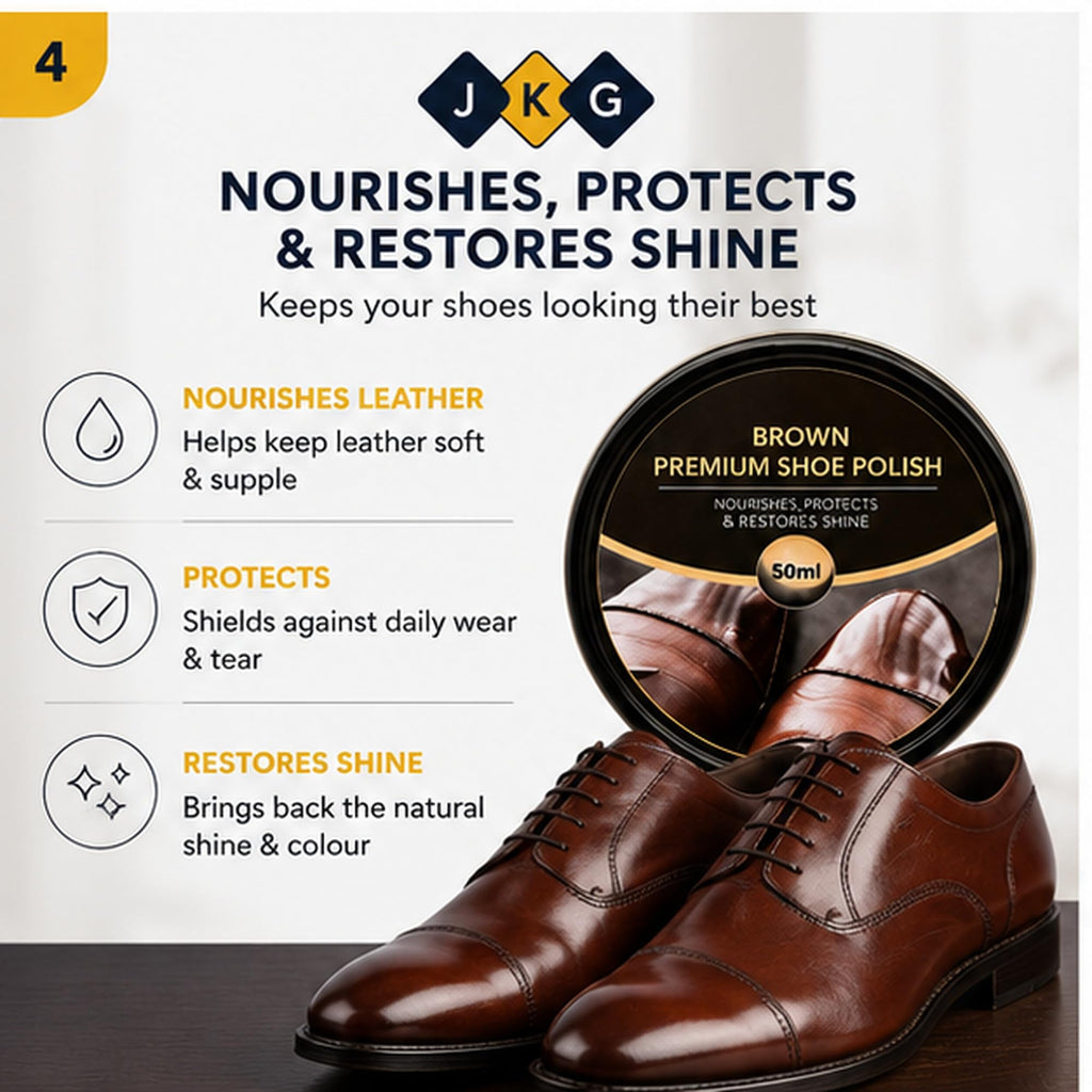 Brown Shoe Polish Kit with 2 Brushes – 50ml