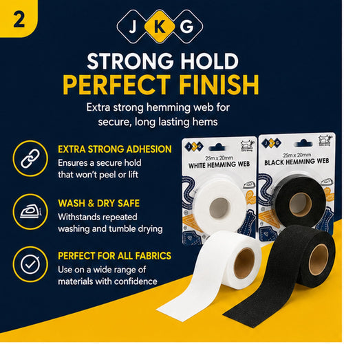 Black & White Hemming Tape – 2 x 25m