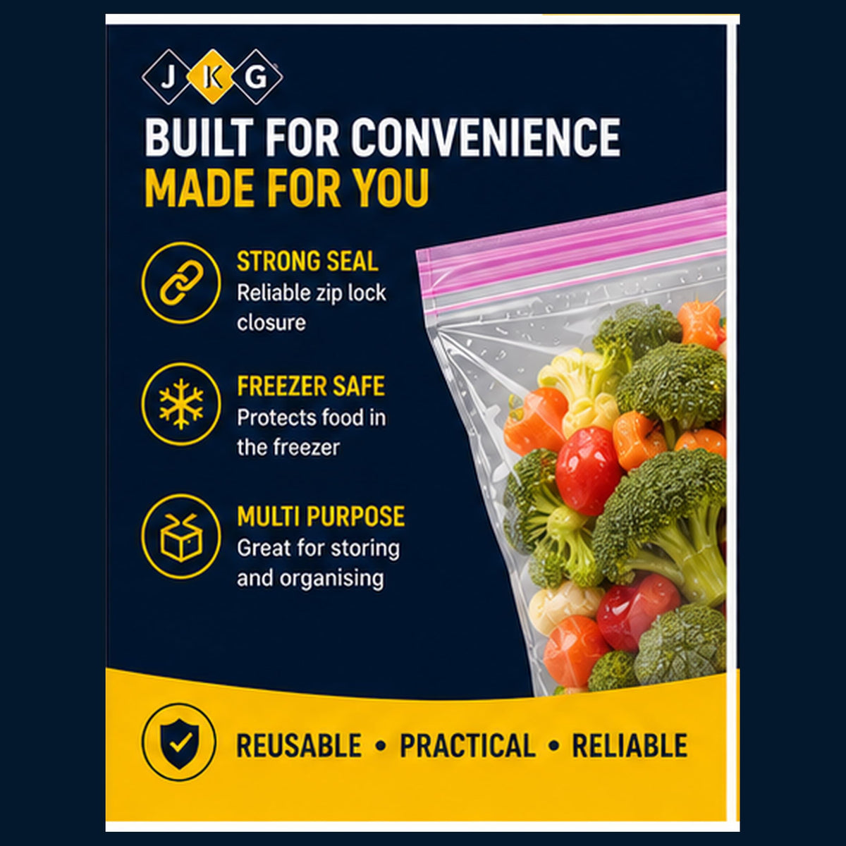 Zip Seal Freezer Bags 16.5 x 22.5cm – Pack of 40