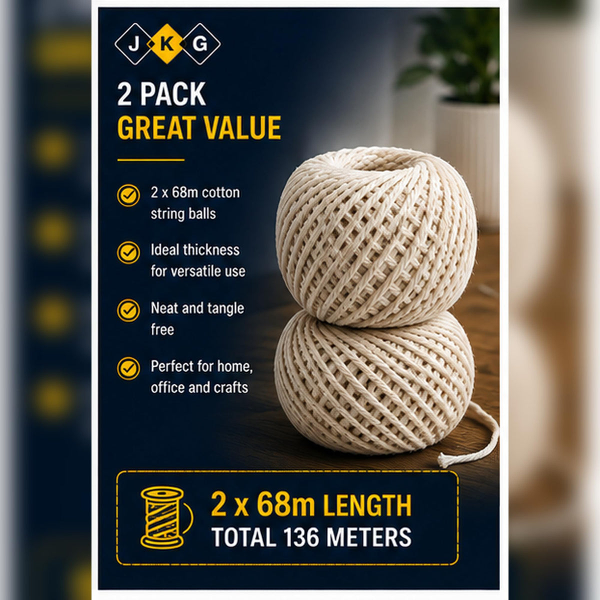 Cotton String – 2 x 65m