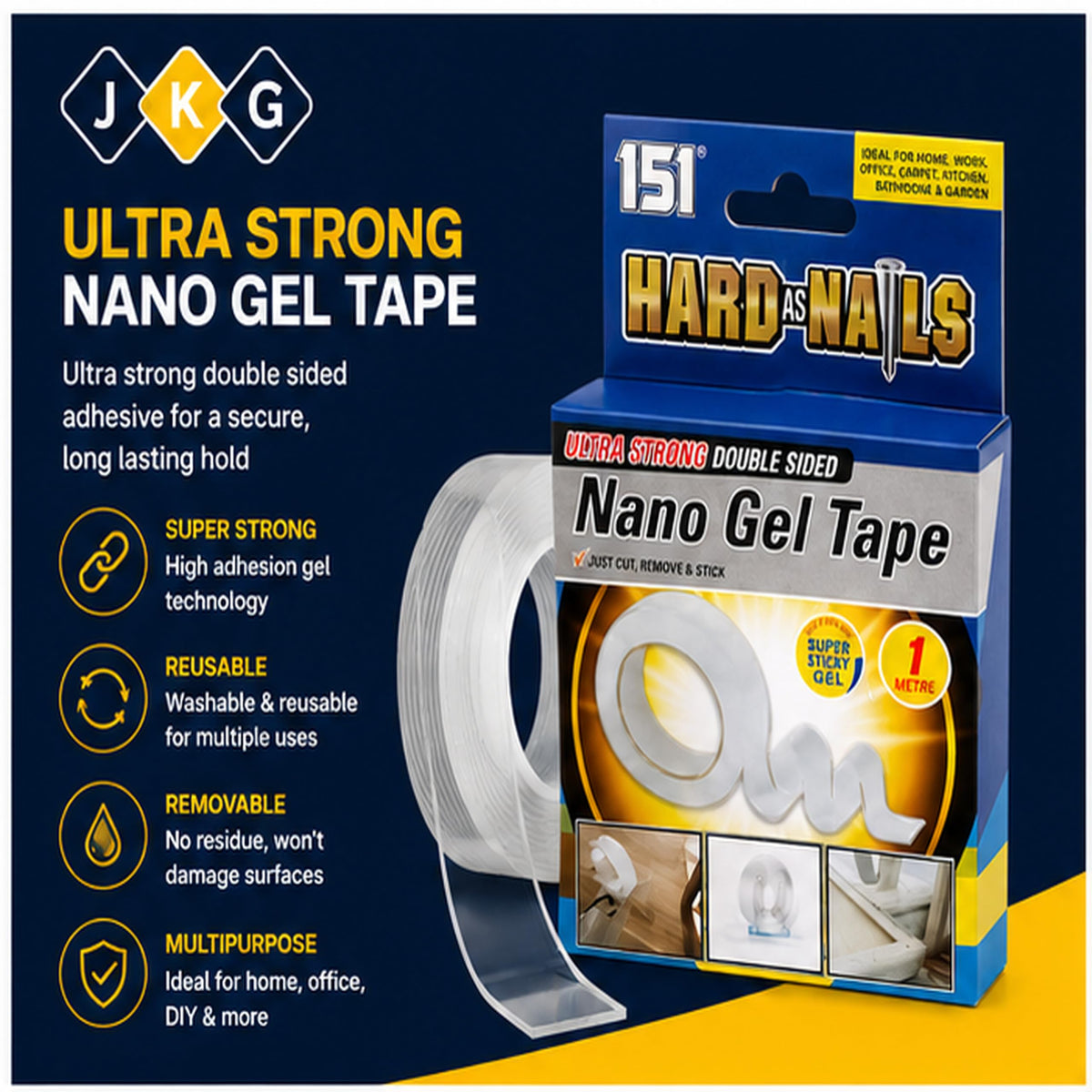 Nano Gel Double-Sided Tape – 3cm x 1m