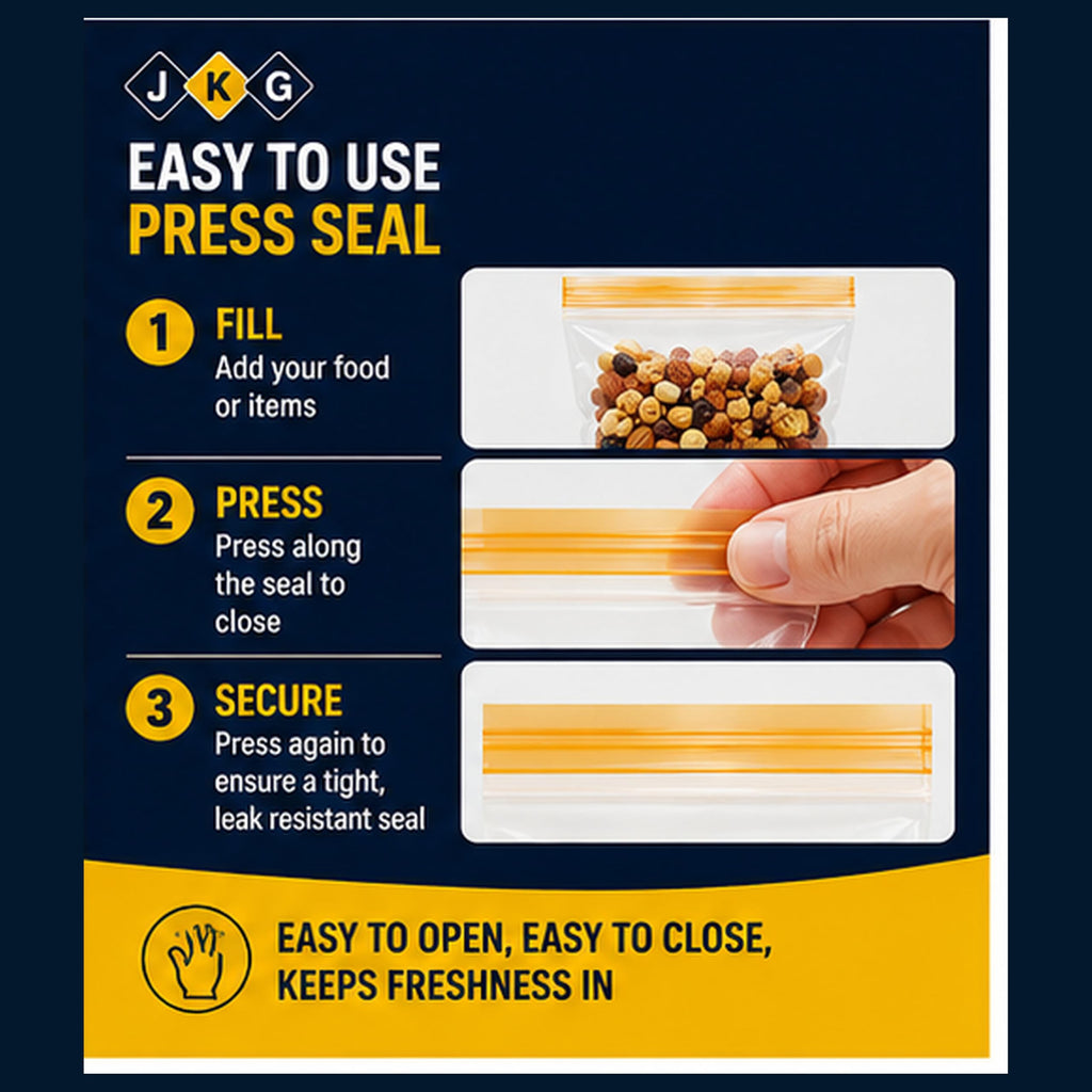Press Seal Freezer Bags 16 x 16cm – Pack of 60