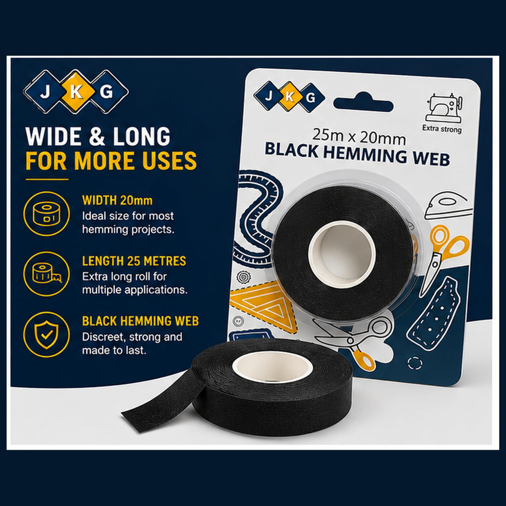 Black Iron-On Hemming Web Tape – 25m x 2cm