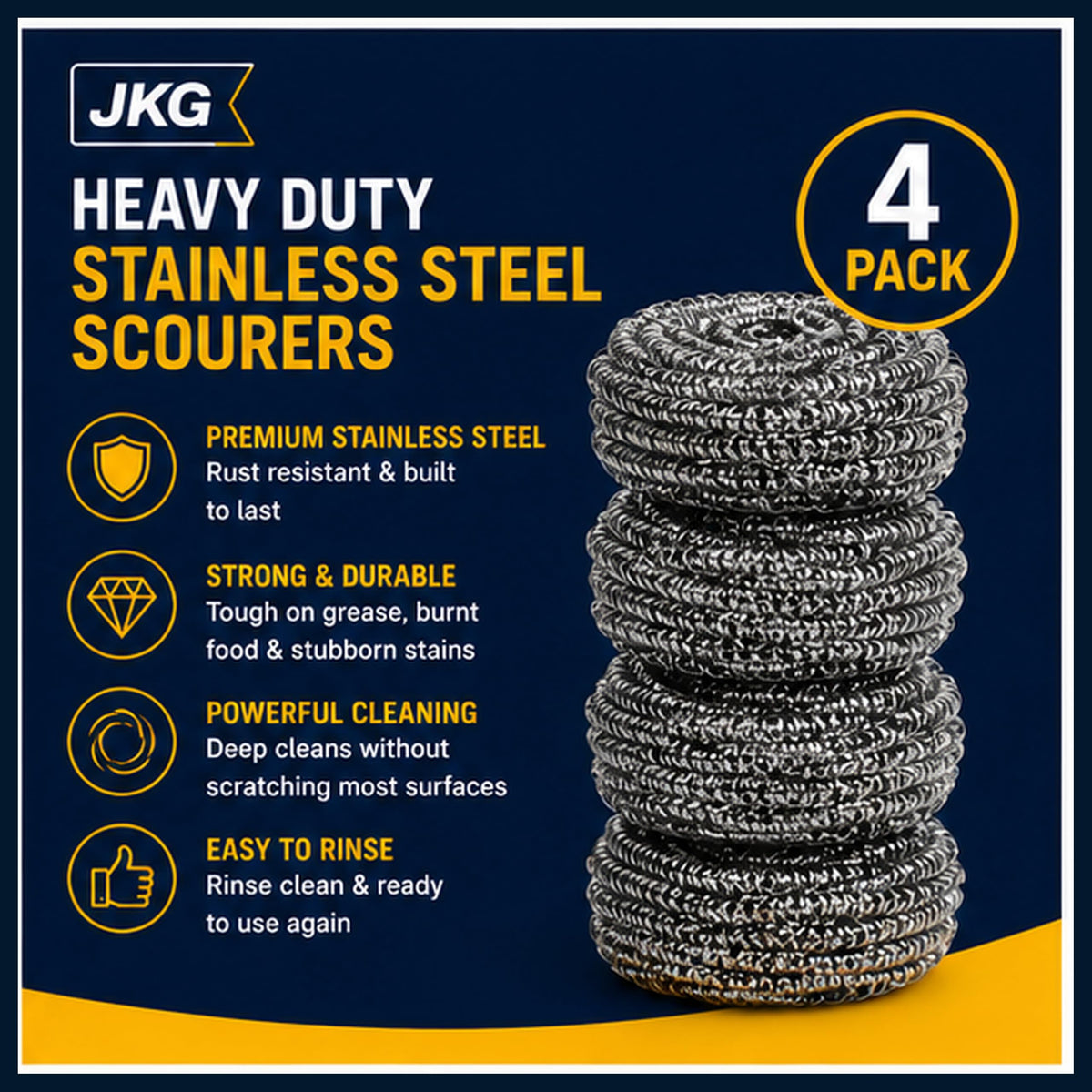 Stainless Steel Scourers – Pack of 4
