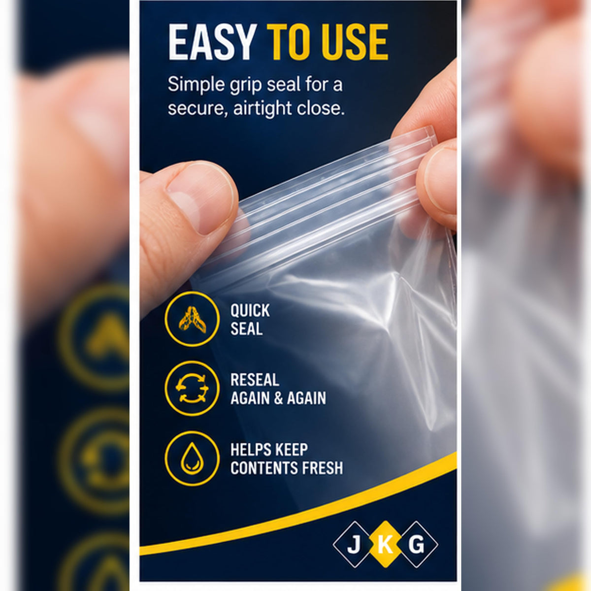 Grip Seal Bags – Pack of 60, Assorted Sizes