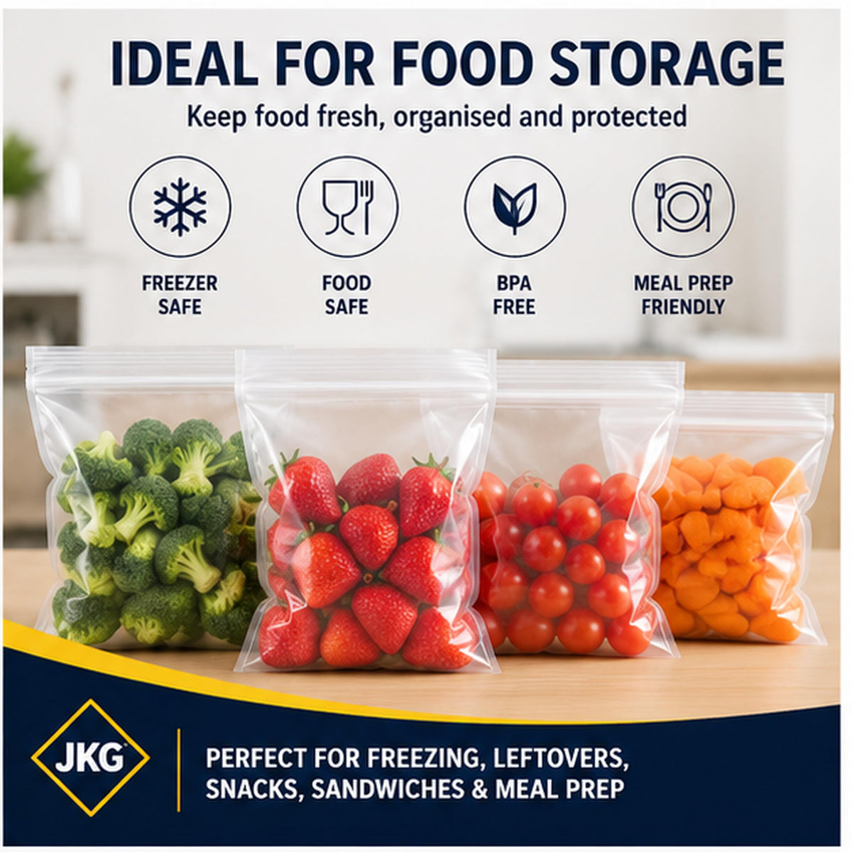 Large Resealable Food Bags – Pack of 20