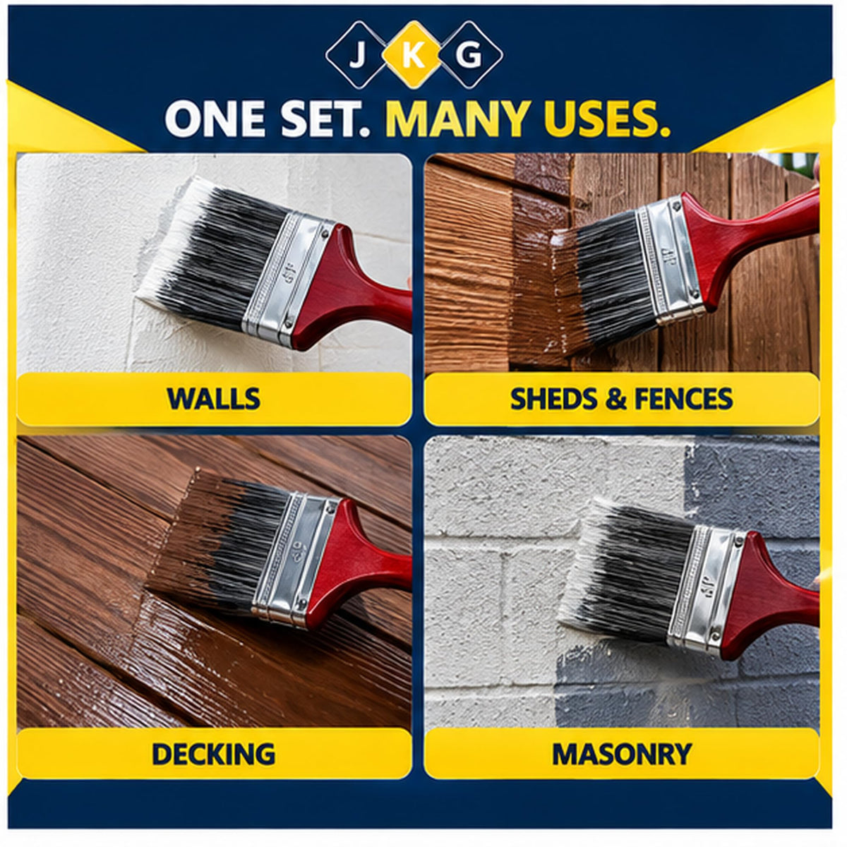 Paint Brush Set – 4 Pack (3" & 4")